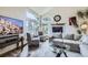 Inviting living room with fireplace, large windows, and comfortable seating arrangement at 9724 Iris St, Broomfield, CO 80021