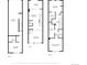 Detailed floor plan showcasing the layout of the home's three floors, including dimensions for each room at 9578 Pearl Cir # 105, Parker, CO 80134