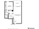 One-bedroom floor plan featuring a spacious living/dining area, kitchen, bathroom, and balcony at 2 Adams St # 108, Denver, CO 80206