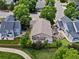 Aerial view of home with backyard putting green, well manicured landscaping, and patio at 885 Sage Sparrow Cir, Highlands Ranch, CO 80129