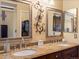 Elegant bathroom featuring double sinks, granite countertop, and stylish decor at 885 Sage Sparrow Cir, Highlands Ranch, CO 80129