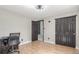 Bedroom with desk, closet and modern ceiling fan at 7367 Coors St, Arvada, CO 80005
