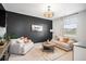 Cozy living room with modern decor, comfortable seating, and lots of light for gathering and relaxing at 3091 Keepsake Way, Castle Rock, CO 80109