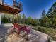 Outdoor patio area with red lounge chairs and landscaped yard at 2010 Saddleback Dr, Castle Rock, CO 80104