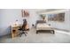 Bright bedroom featuring neutral tones, a comfortable bed, desk and large window offering natural light at 1223 Race St # 402, Denver, CO 80206