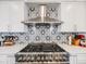 Close-up of a chef's kitchen featuring a professional range and custom tile backsplash at 3948 Wyandot St, Denver, CO 80211