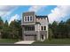 Modern three-story home with stone accents, gray siding, and a two-car garage on a tree-lined lot at 9153 White Ridge Rd, Englewood, CO 80112