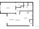 Detailed floor plan showcasing the layout of the home, with a living room, kitchen, bedroom, and bath at 4100 Albion St # 523, Denver, CO 80216