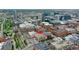 This aerial view provides a detailed look at the property's location with nearby bridges, roadways, and cityscape at 1435 Wazee St # 408, Denver, CO 80202