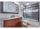Bathroom with vanity, modern mirror, and shower at 105 Hawthorn St, Frederick, CO 80530