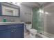 Modern bathroom featuring a stylish vanity and a glass-enclosed shower at 105 Hawthorn St, Frederick, CO 80530