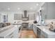 Spacious kitchen with marble countertops, gray cabinets, and stainless steel appliances at 4214 E 8Th Pl, Denver, CO 80220