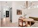 Light and airy dining area with a round table and built-in banquette at 520 Columbine St, Denver, CO 80206