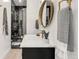 Modern bathroom with a marble shower and stylish vanity at 520 Columbine St, Denver, CO 80206