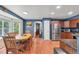 An open view of a Dining Room featuring wood flooring and modern lighting at 7900 E Iowa Ave, Denver, CO 80231