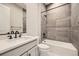 Cozy bathroom featuring a vanity and tiled shower at 2978 Newfound Lake Rd, Berthoud, CO 80513