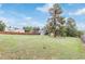 Large, grassy backyard featuring mature trees, a wooden fence, and plenty of open space at 881 S Pearl St, Elizabeth, CO 80107