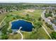 Enjoy neighborhood amenities: a pond with dock, baseball field, and walking path shown in this aerial view at 7210 Otis Ct, Arvada, CO 80003