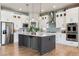 Modern kitchen with stainless steel appliances, a center island, and white cabinetry at 2932 Heron Lakes Pkwy, Berthoud, CO 80513