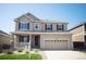 Charming two-story home featuring a covered porch, shutters, and a two-car garage at 7812 Blue Water Ln, Castle Rock, CO 80108