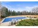 Expansive backyard with covered pool, dining, lounge area, trees, and landscaping for ultimate outdoor enjoyment at 7829 Nile Cir, Arvada, CO 80007