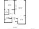 Floor plan showcasing the layout of the home, including the kitchen, living room, bedroom, and bathroom at 9019 E Panorama Cir # D217, Englewood, CO 80112