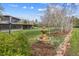 The yard includes an elegant water feature, seating and garden bed next to the house at 5752 S Jasmine St, Greenwood Village, CO 80111