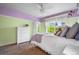 Bright bedroom featuring whimsical butterfly decor, bright accent wall, and inviting plush bedding at 8029 E 23Rd Ave, Denver, CO 80238