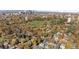 Scenic aerial view of a neighborhood with mature trees, green spaces, and a distant city skyline at 1930 E 8Th Ave, Denver, CO 80206