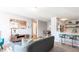 Inviting living room featuring a modern sofa, stylish decor, and open layout to the dining and kitchen area at 1260 York St # 204, Denver, CO 80206