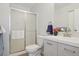 Bathroom with updated vanity and shower, blending style and functionality to create a modern space at 1795 S Pitkin St # B, Aurora, CO 80017