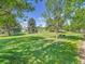 Expansive backyard view featuring mature trees and a lush green lawn, great for outdoor activities at 946 Champion Cir, Longmont, CO 80503