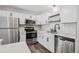 Modern kitchen featuring stainless steel appliances and white cabinets at 1707 Ostia Cir # 46, Lafayette, CO 80026