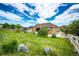 Expansive backyard view showcases lush green lawn and tasteful landscaping, backing to neighboring homes at 3855 Old Oaks St, Castle Rock, CO 80104