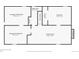 Basement floor plan featuring unfinished storage, a bathroom, bedroom, and Gathering room with a fireplace at 1748 S Locust St, Denver, CO 80224