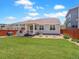 Lovely backyard with a covered porch, well-maintained lawn and charming landscape at 6174 Flattop St, Golden, CO 80403