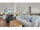 Bright and airy living room with hardwood floors flowing into an open kitchen, perfect for entertaining at 7605 E Windlawn Way, Parker, CO 80134