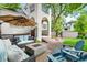 Backyard patio with fire pit and seating area, next to house at 595 S Race St, Denver, CO 80209