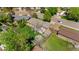 This aerial view showcases a spacious yard with a fire pit and outdoor seating area, perfect for entertaining guests at 4779 S Owens Way, Littleton, CO 80127