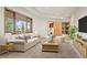 Inviting living room with a large window view, comfortable seating, and wooden table at 29011 Upper Moss Rock Rd, Golden, CO 80401