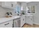 Well-lit kitchen with stainless steel appliances, white cabinets, and updated backsplash at 4520 S Delaware St, Englewood, CO 80110