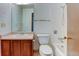 Bathroom featuring vanity, toilet, and shower/tub combo at 6650 E Arizona Ave # 138, Denver, CO 80224