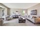 Comfortable living room featuring neutral tones, modern furniture, and natural light from large windows at 9728 Ashleigh Ln, Highlands Ranch, CO 80126