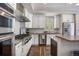 Sleek kitchen with stainless steel appliances, white cabinetry, and a modern island at 3690 W Byron Pl, Denver, CO 80211