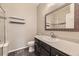 Bathroom with a sleek vanity, tiled shower and flooring at 20830 Scenic Park Dr, Parker, CO 80138