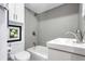 Clean bathroom with a shower/tub combo and modern vanity at 21531 Main Ave, Golden, CO 80401