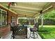 Covered back patio features an outdoor dining set with a view to the lawn and the exterior at 2461 Niagara St, Denver, CO 80207