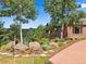 Landscaped yard with rock features and trees at 26269 Richmond Hill Rd, Conifer, CO 80433