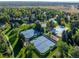 Aerial view of community featuring tennis courts, pool, playground, and walking paths at 7001 S Newport St, Centennial, CO 80112