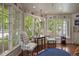 Bright sun room with large windows, hardwood floors, and decorative plate display at 7001 S Newport St, Centennial, CO 80112
